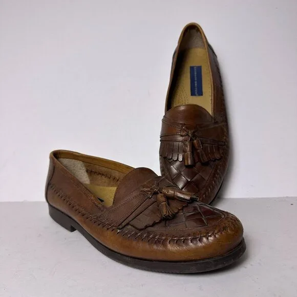 Giorgio Brutini Brown Tassel Leather loafers Shoes Men 10.5 Slip Ons Prep Casual - Picture 1 of 13